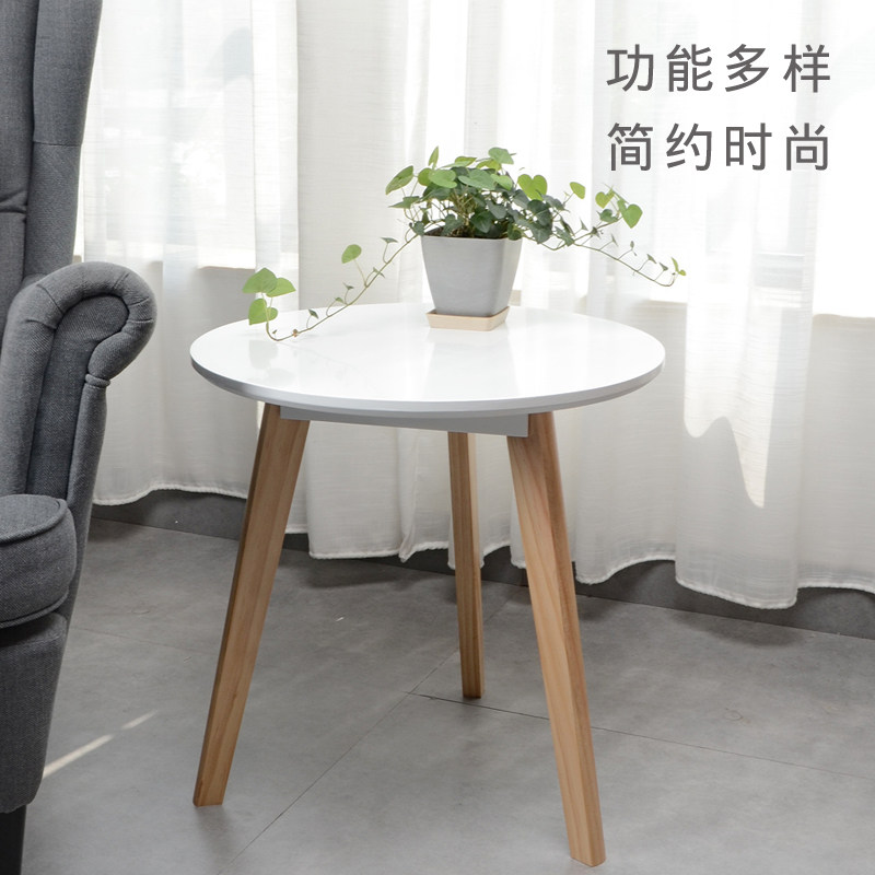实木客厅床头沙发咖啡小茶几边几圆几柜轻奢高级感角几圆桌子创意