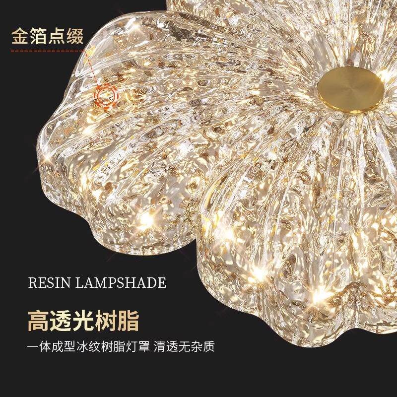 金箔树脂卧室灯现代简约创意花朵法式轻奢高级感衣帽间吸顶灯2026