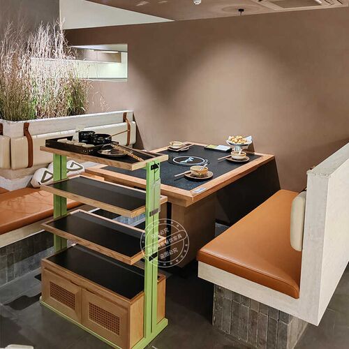 山缓缓火锅桌岩板商用电磁炉一体自助串串无烟净化火锅店烤肉桌椅