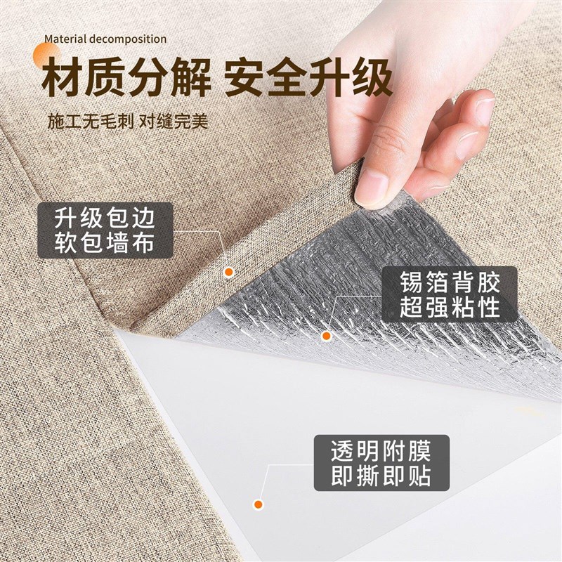 床边墙围贴榻榻米床围软包炕围墙纸自粘墙布墙壁面隔凉防撞墙贴纸