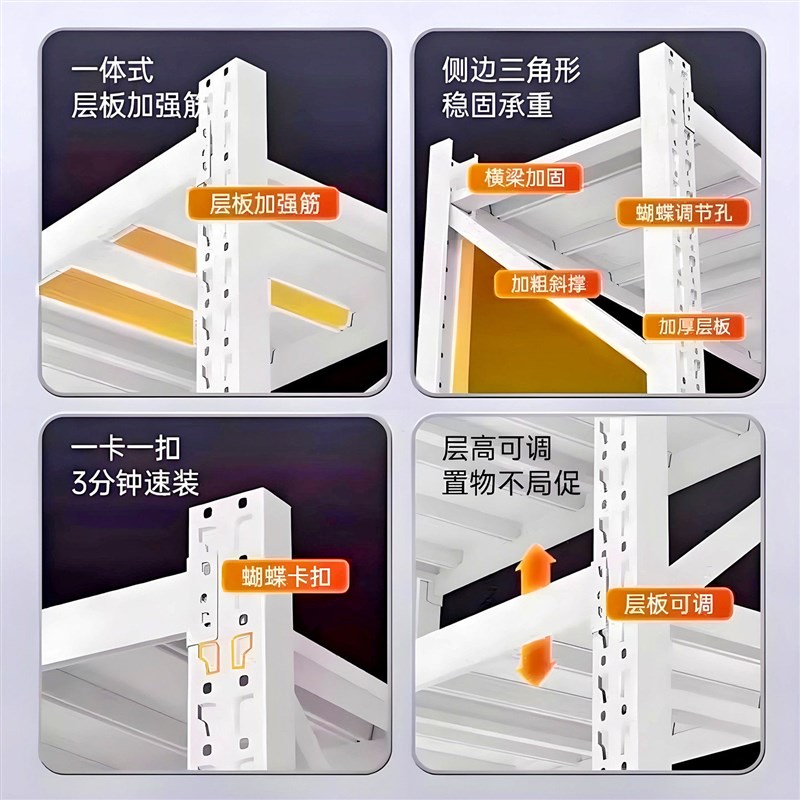 货架多层置物架家用储物间货物架快递仓储重型仓库超强承重铁架
