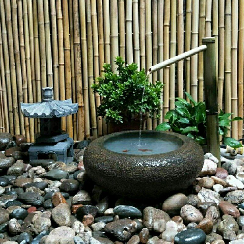 复古青石石盆鱼缸庭院流水石钵摆件水景花园石盆户外青石圆形鱼缸