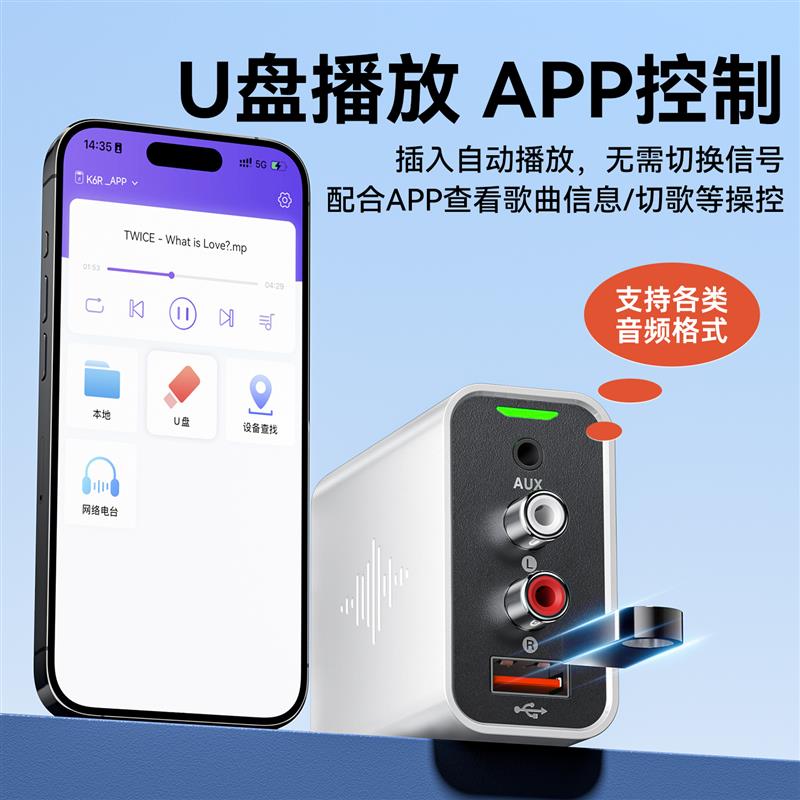 雷翼蓝牙接收器6.0音频适配器转老式音响功放立体声电脑视发射器