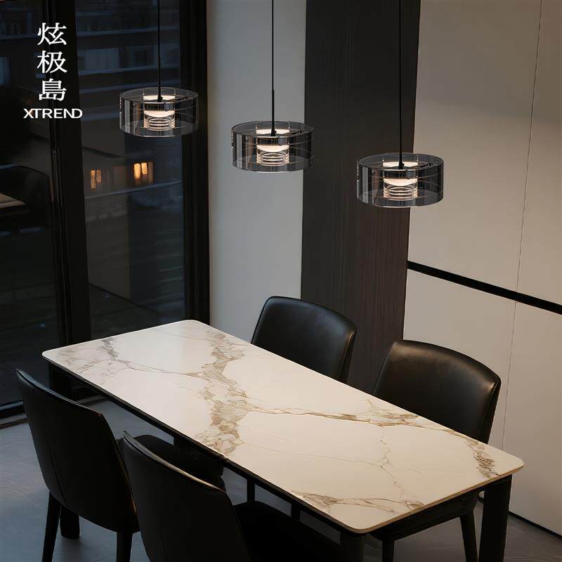 玻璃餐厅吊灯意式极简轻奢现代简约个性创意长盘一字长条餐桌吊灯