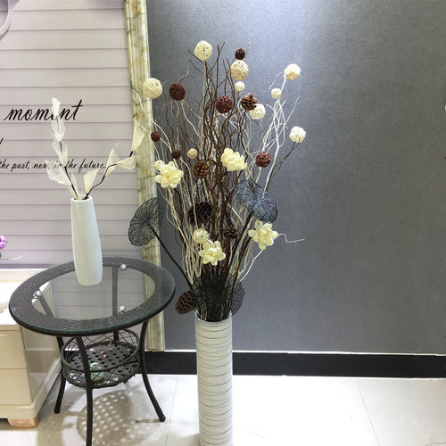 干树枝干花装饰客厅落地玄关隔断橱窗龙柳高枝叶脉花天然假花摆件