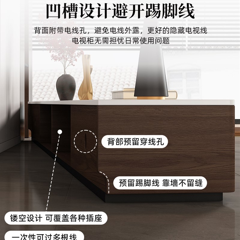 实木电视柜落地客厅家用小户型极简茶几组合胡桃色电视柜2026新款