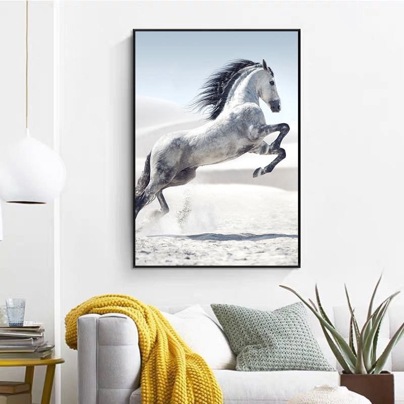 马到成功风水竖版玄关装饰画动物壁画办公室走廊过道简约墙画挂画