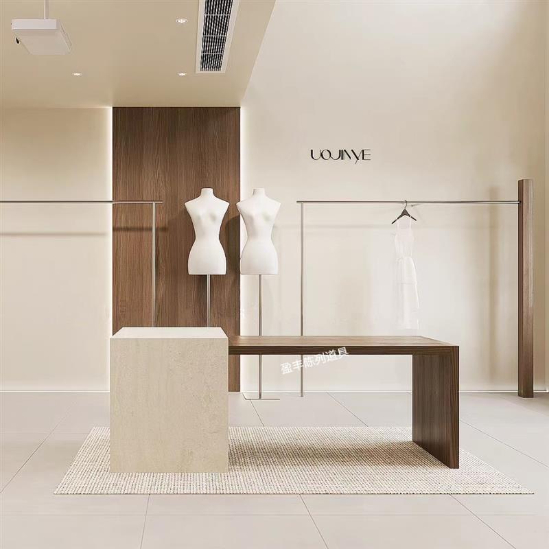 女装货架服装店展示架上墙壁挂衣架实木童装陈列架不锈钢衣服架子