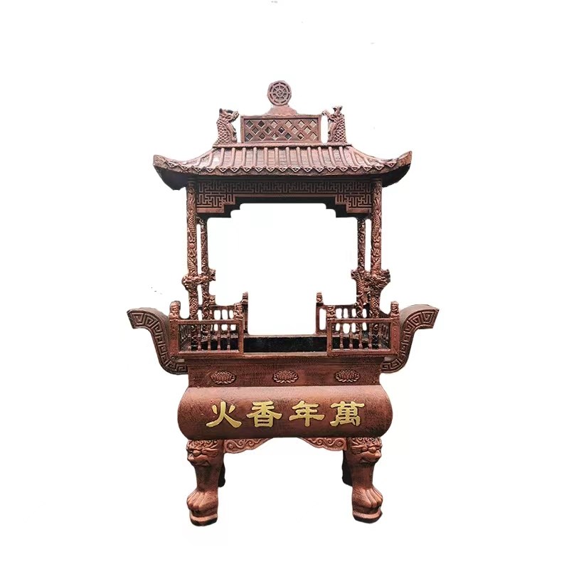 法器厂家直发寺庙铸铁大型香炉道观祠堂户外四龙柱插香炉供奉室外