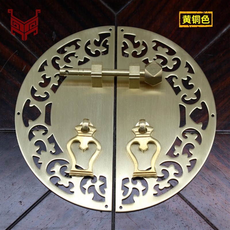 新中式仿古家具铜配件纯铜明装书柜橱柜衣柜铜拉手柜门镂空铜把手