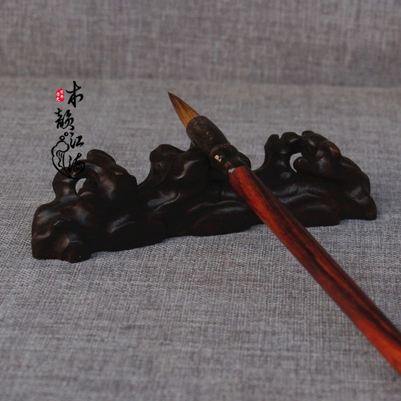 红木毛笔搁实木仿古随型毛笔架笔搁 黑檀木笔搁笔山文房四宝笔搁