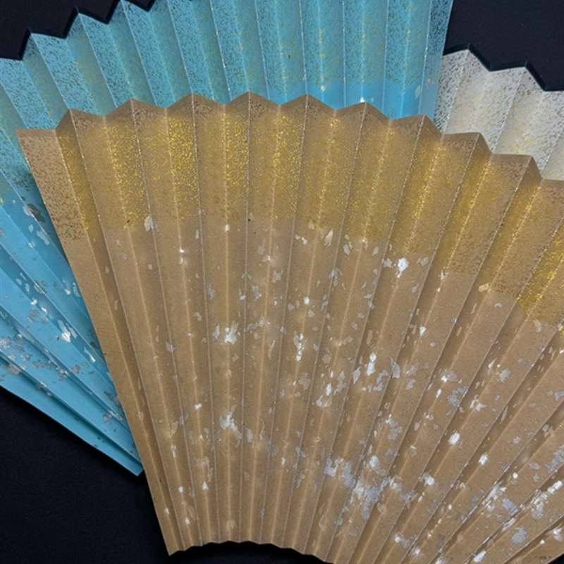 文玩折扇替换超薄耐用宣纸扇面95寸18方1.5排口秋扇古风洒金箔