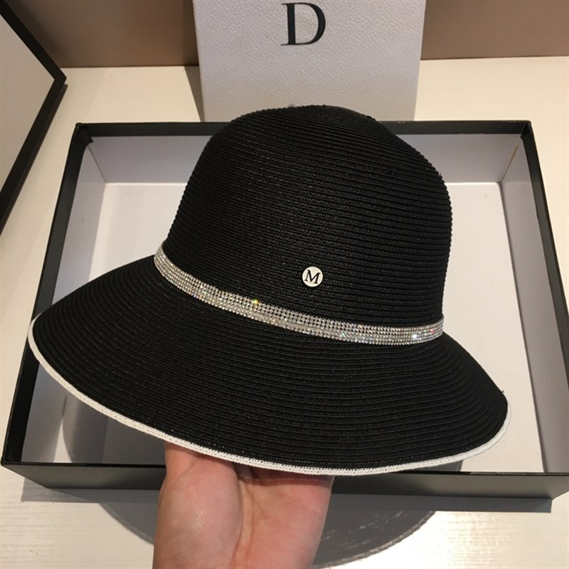 新品遮阳大檐草帽女夏天优雅盆帽渔夫帽草编防晒时尚圆顶太阳帽