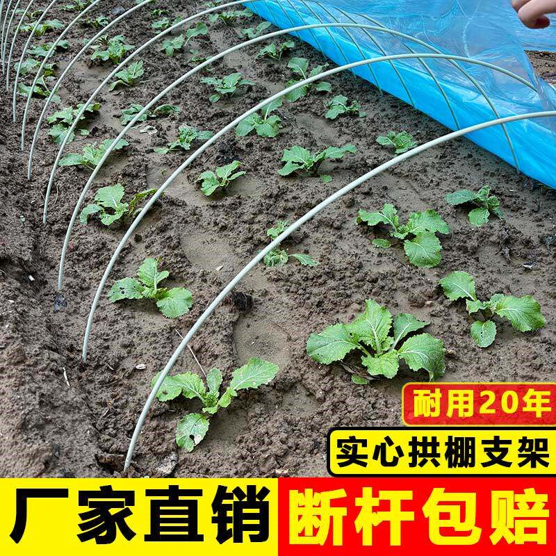 小拱棚支架蔬菜农用秋冬菜地温室花棚大棚骨架玻璃纤维支撑杆实心