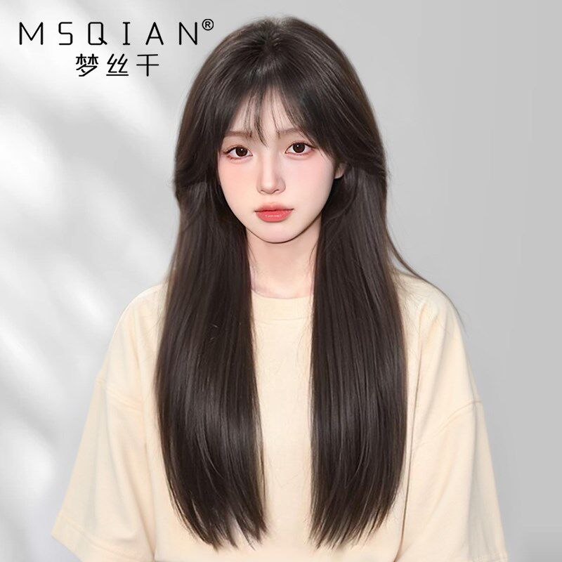 假发女长发真发全真人发自然减龄齐刘海隐形无痕递针全头假发套