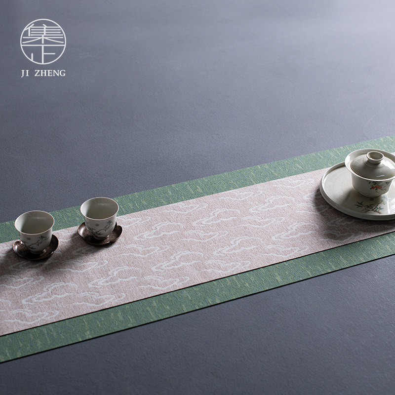 集正中式清雅麻纤维防水茶席棉麻布干泡桌旗茶布艺茶桌垫2米长