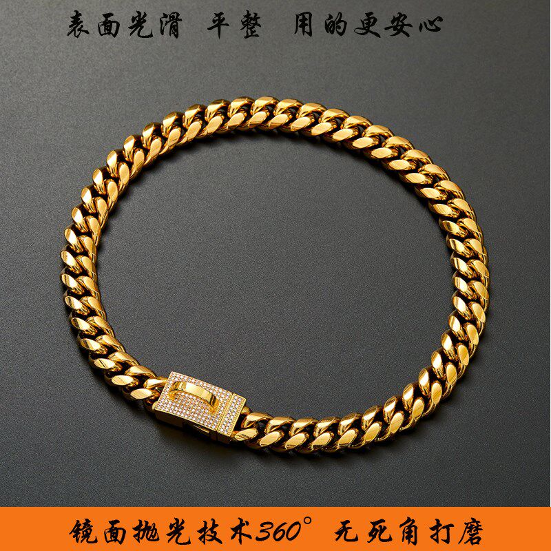 狗项圈大型中大型牵引绳不锈钢遛狗链子刻字宠物项金链脖套防咬