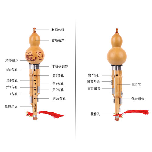 c/降b/g/f调专业演奏型民族乐器楠竹九孔葫芦丝李春华教材赠送