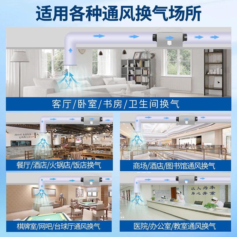 静音管道通风机新风机室内新风系统换气机新风机商用强力排风排风