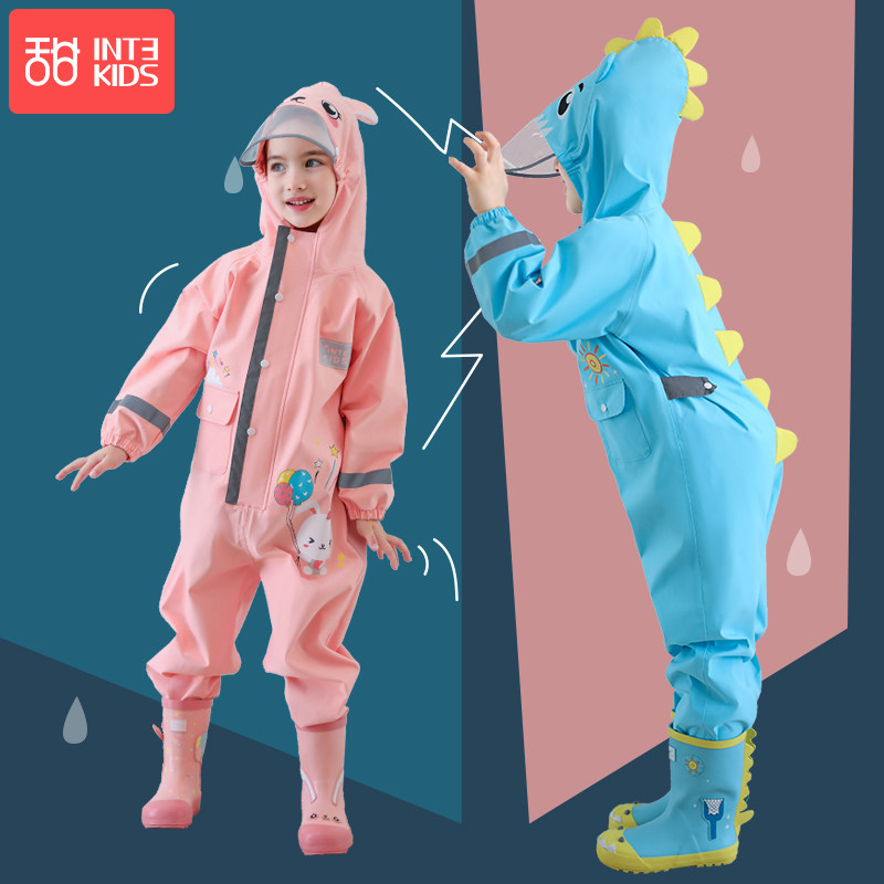 儿童连体雨衣男童宝宝雨披小学生女幼儿园恐龙雨裤套装全身防暴雨