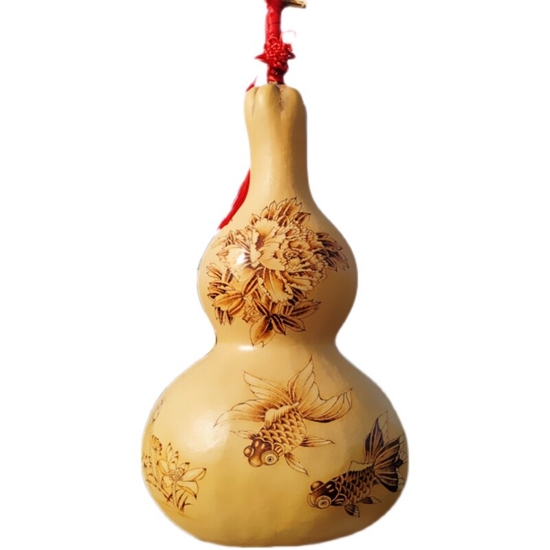 天然特大葫芦工艺品手工热印金鱼牡丹平安财葫芦饰品家居装饰