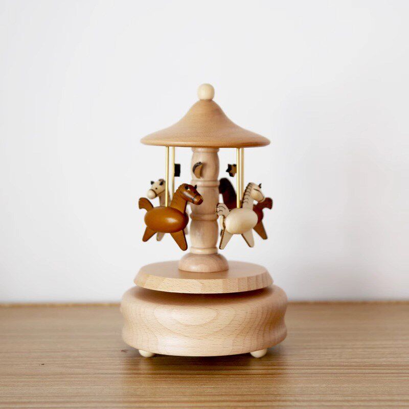 木质旋转小火车音乐盒八音盒手工生日礼物送男女生婴儿童创意礼物