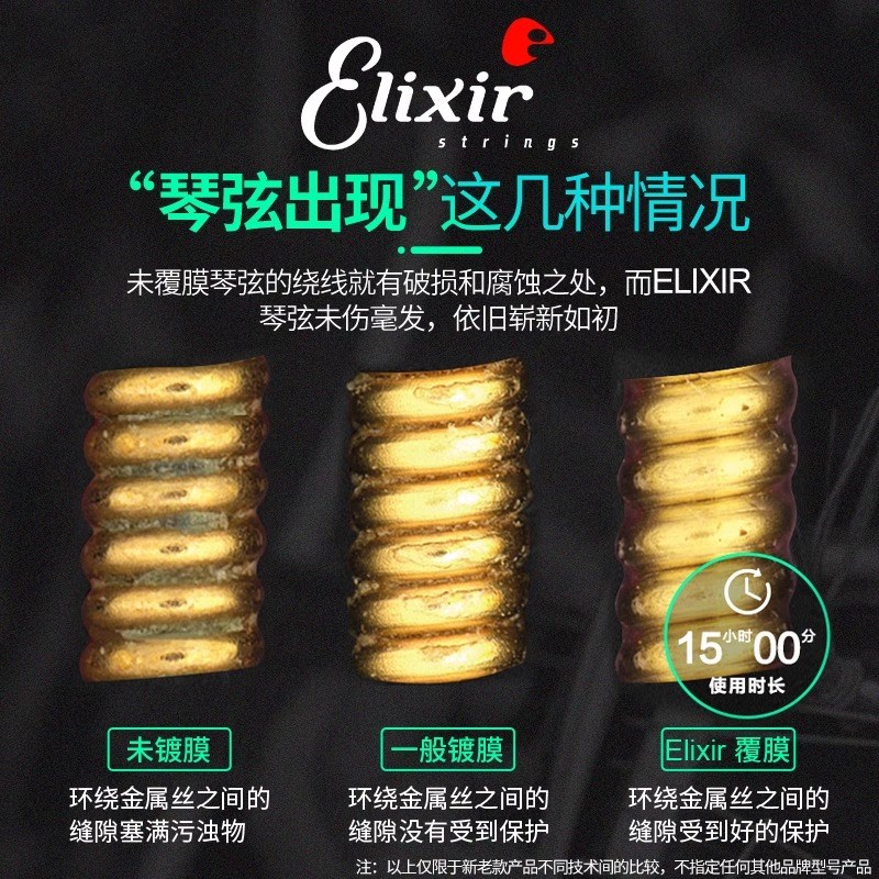 伊利克斯吉他弦一套民谣木吉他弦16052线全套琴弦 ELIXR伊利克斯
