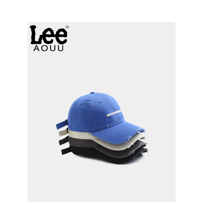Aouu Lee水洗破洞做旧棒球帽女ins潮个性软顶韩版情侣百搭鸭舌帽