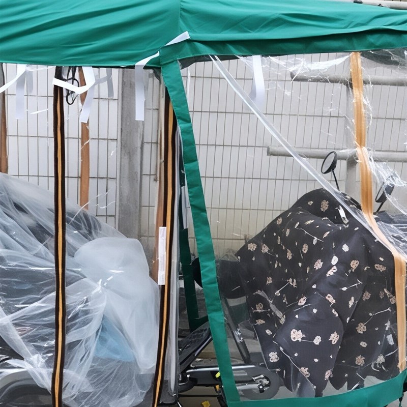 脚蹬人力三轮车车棚雨棚专用老年自行车篷遮阳棚雨篷接送小孩冬天