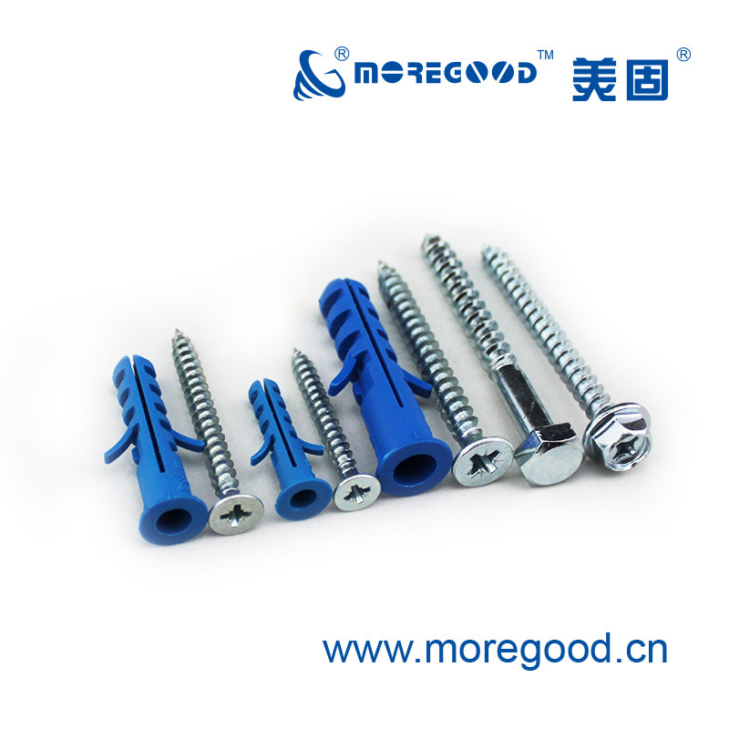 小蓝鲨塑料盒装鱼式尼龙膨胀管配螺钉鱼形锚栓涨塞胶塞配自攻螺丝