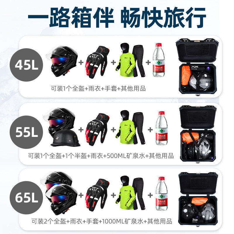 摩托车铝合金尾箱机车后备箱大容量工具箱大号行李箱通用快拆箱子