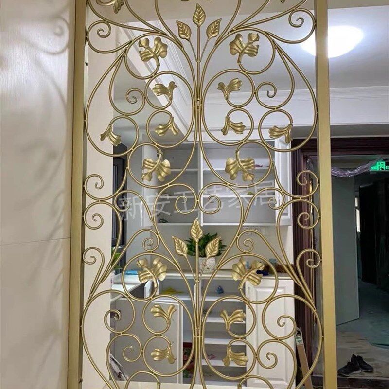 欧式铁艺入户玄关屏风隔断客厅落地镂空简约装饰鞋柜窗花雕花定制