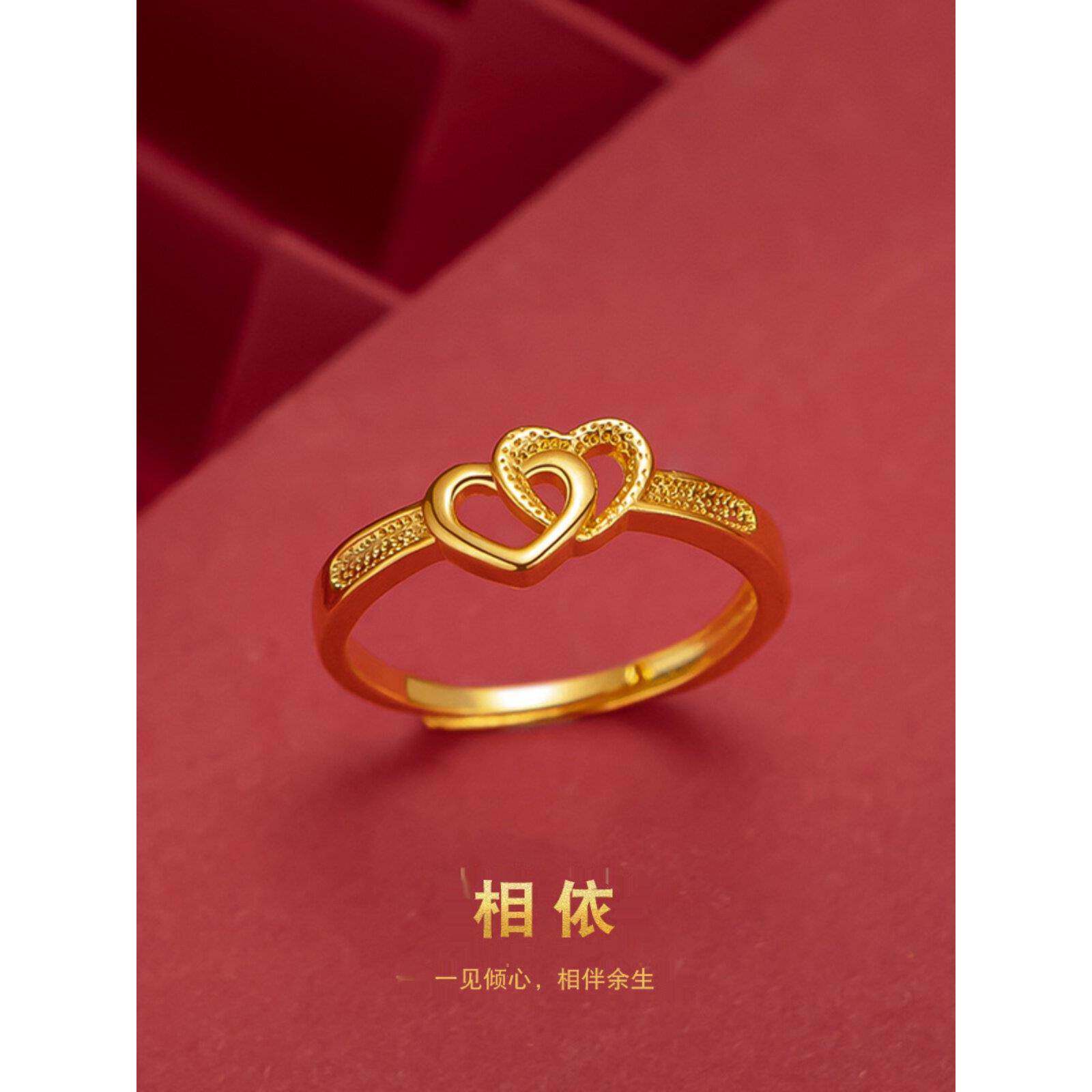 【一折专区】奥特莱斯清仓真金色双心戒指outlets女饰|金属结构件