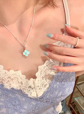 法式双面可戴锆石花朵吊坠项链女气质轻奢精致小众设计感锁骨链