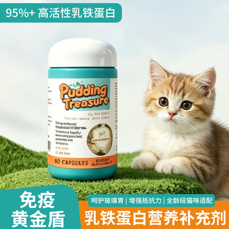 猫咪术后营养乳铁蛋白布丁元宝营养补充剂增强免疫0乳糖60粒胶囊