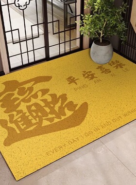 入户门丝圈地垫 金黄色方形进宝走廊楼梯口刮土蹭土丝圈地毯