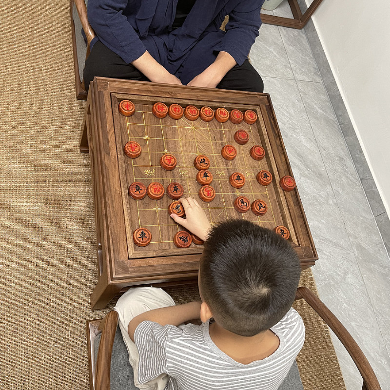 中式飘窗方桌黑胡桃木家用禅意茶几棋桌实木榻榻米茶桌席地椅组合