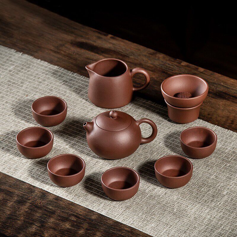 2024新款紫砂功夫茶具套装中式复古高端紫泥茶壶盖碗茶杯家用送礼