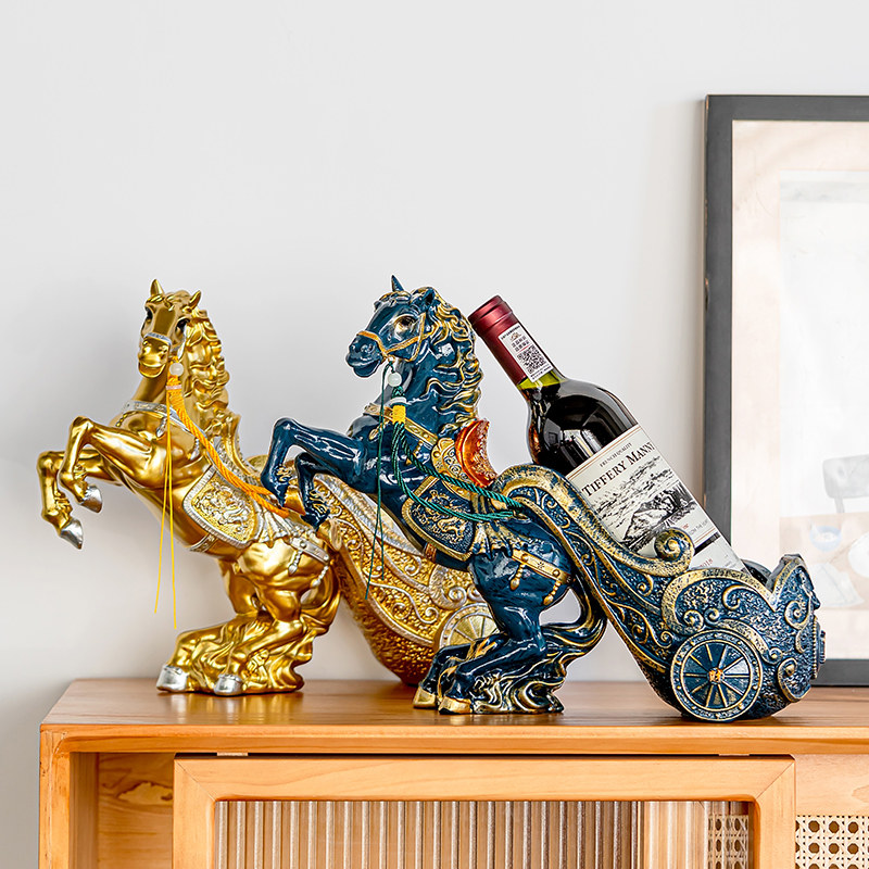 马到成功轻奢中式创意红酒葡萄酒架摆件乔迁新房家居酒柜摆设装饰