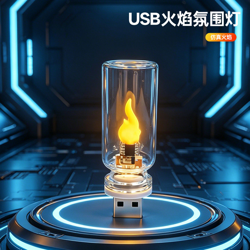 仿真火焰USB小夜灯蜡烛车载氛围灯客厅装饰Car Atmosphere Lights