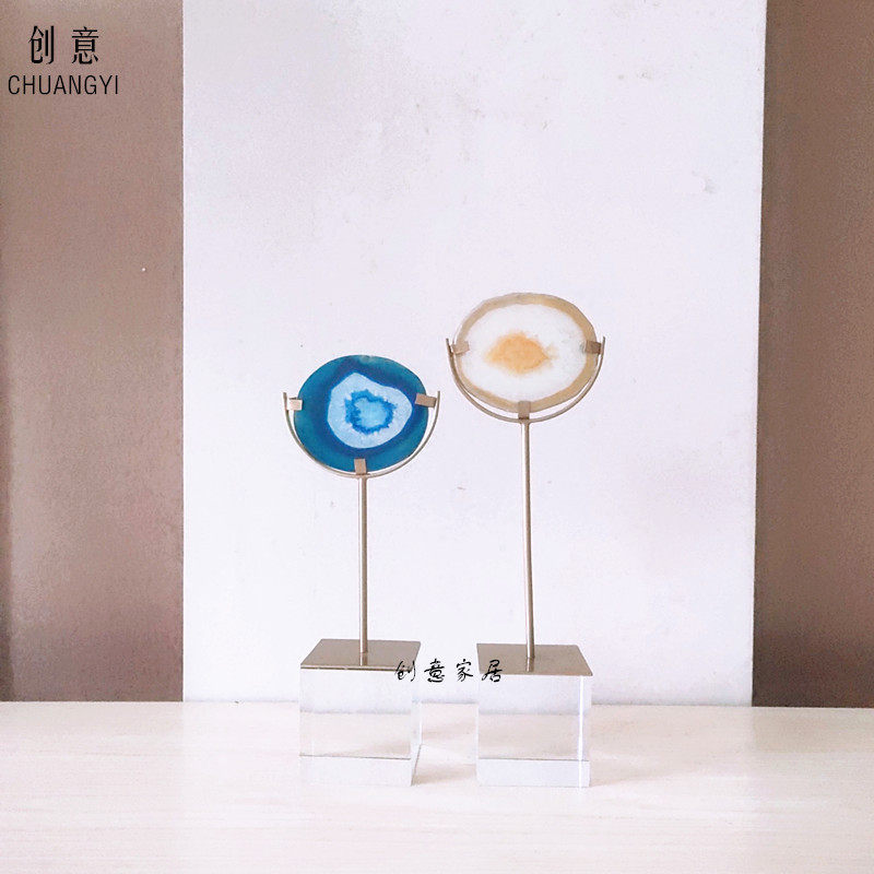 轻奢创意北欧欧式玛瑙片家居客厅桌面房间办公室软装饰品原石摆件
