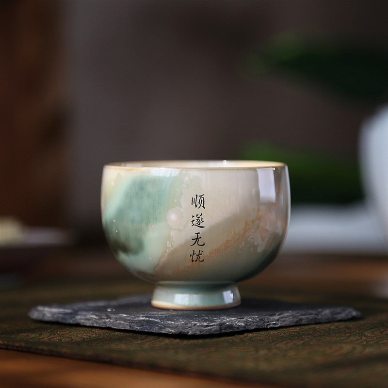 景德镇手工陶瓷主人杯单杯个性定制茶杯大号绿色粉色杯子情侣对杯