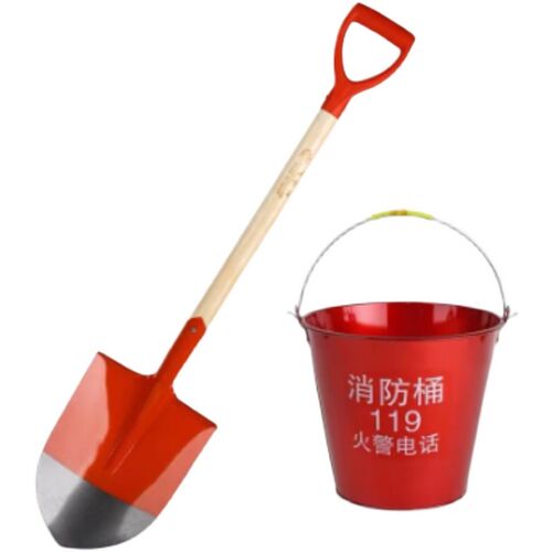 消防铁锹消防铲木把铁锹消防器材沙桶小区灭火消防专用沙桶铁铲