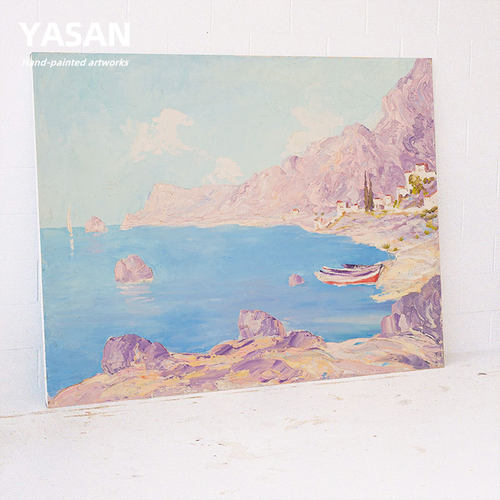 YASAN 纯手绘抽象风景油画玄关横版艺术装饰画客厅背景墙小众挂画