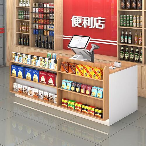 超市收银台便利店前台文具店小型柜台多层储物简约吧台转角接待台