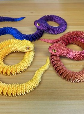 3d打印蝰蛇关节蛇活动玩具笔筒造景动物摆件潮玩居家车载装饰模型