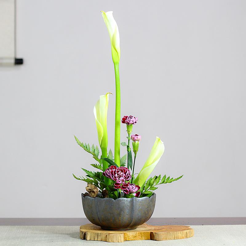 剑山插花器皿高档花盆客厅茶席插花装饰摆件饰品乔迁送礼中式花盆