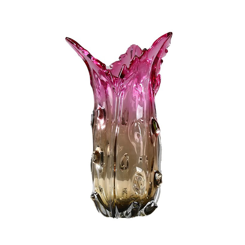 加厚琉璃紫色聚百财花瓶客厅插花玄关餐桌样板房电视柜高级装饰品