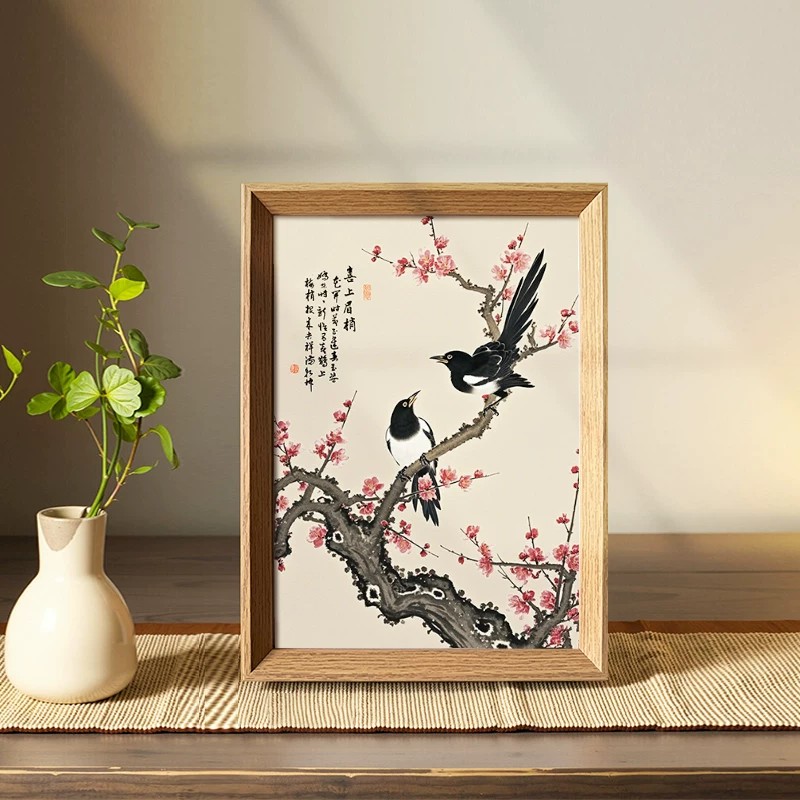 中式惟有喜鹊上梅梢吉祥满乾画框