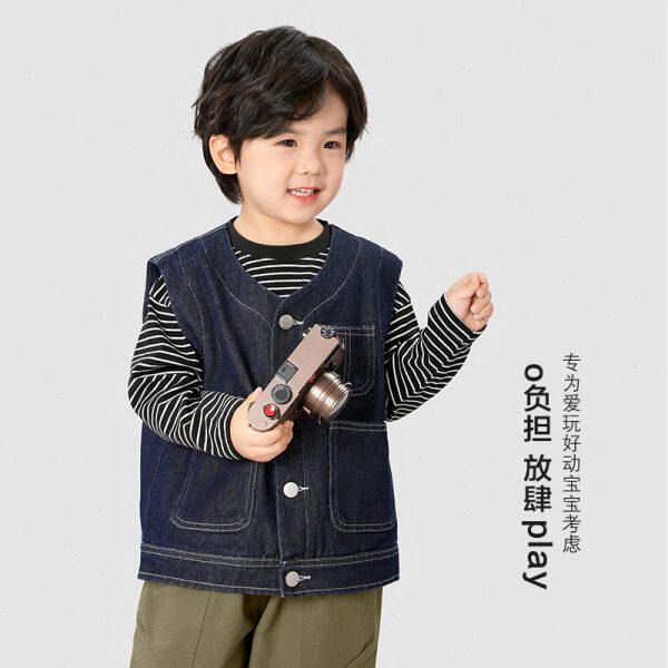 男童牛仔马甲背心秋冬装秋冬新款童装儿童宝宝冬季洋气复古上衣潮
